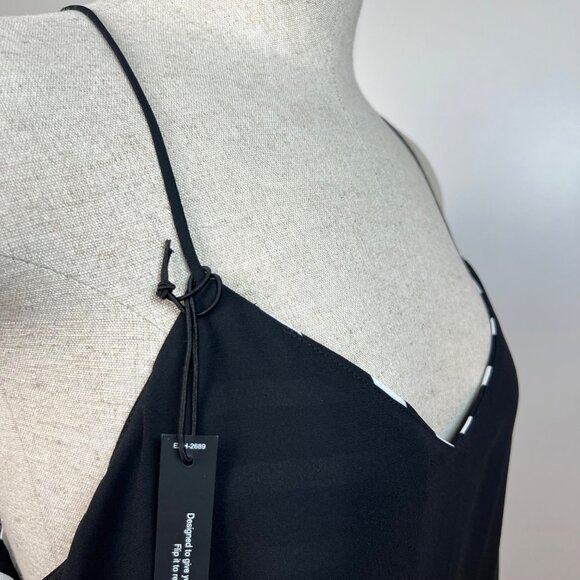 NEW EXPRESS Barcelona Cami Black and White Striped Reversible V-Neck Tank Top L - Picture 6 of 11